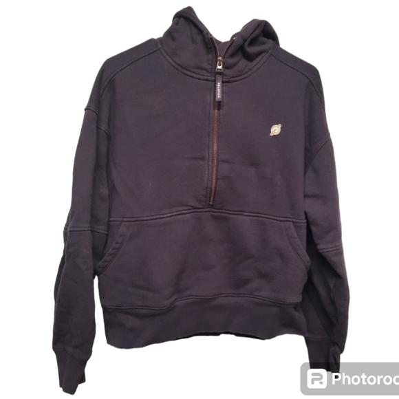 PETLOTON (Women's Medium) Chic 1/2 Zip Pullover Hoodie Purple- Arm Spellout - Picture 5 of 9
